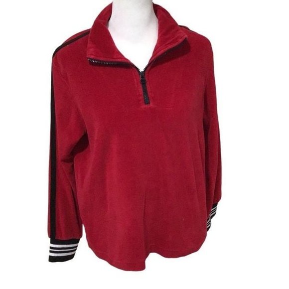 Erika Sport Petite Womens Sweatshirt, PS, Red, Velour - Picture 1 of 6